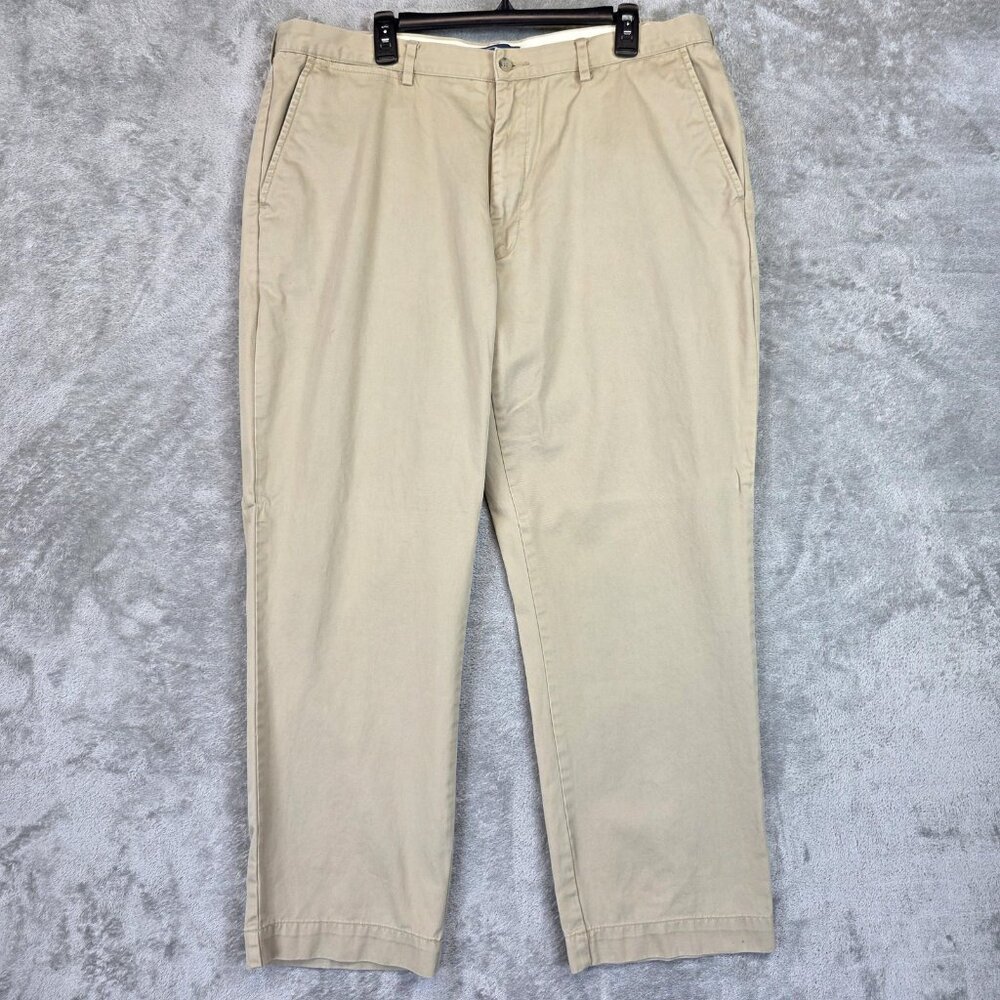 Polo Ralph Lauren Classic Chino Pants Mens 40x30 Beige Cotton Flat Front Casual